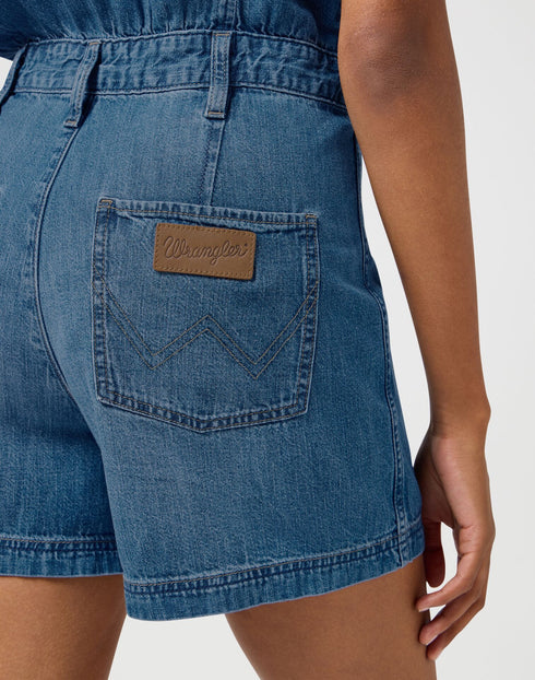 Wrangler Women's Denim Romper One Piece In Urban Echo