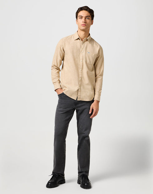 Wrangler Men's 1 Pkt Shirt In Timber Wolf