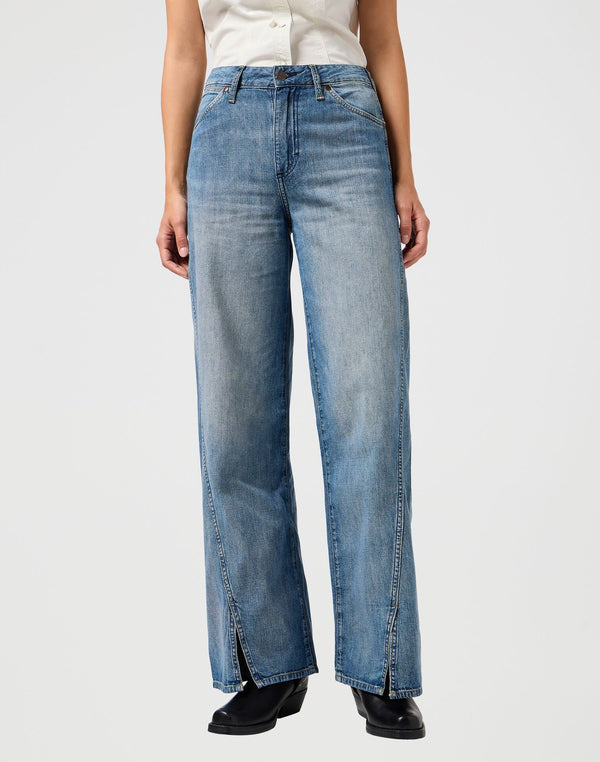 Wrangler Women's Spat Loose Jeans In Green Wash