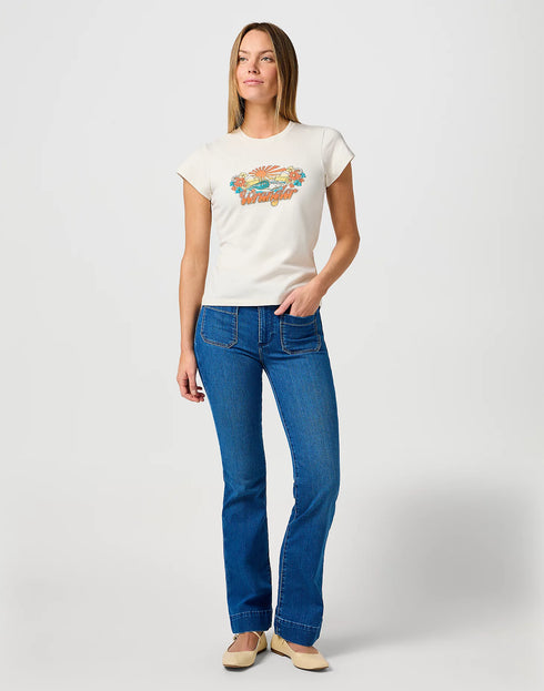 Wrangler Women's Shrunken Band SS T-Shirt In Vintage White