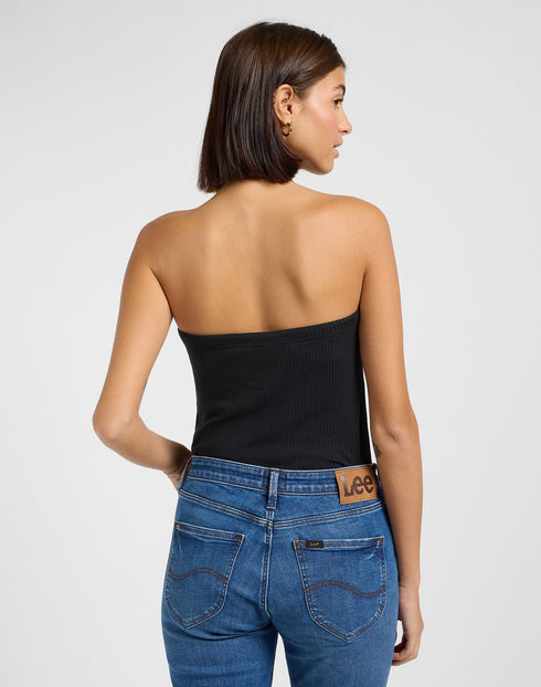 Lee Women's Open Back Halter Tank Top In Unionall Black