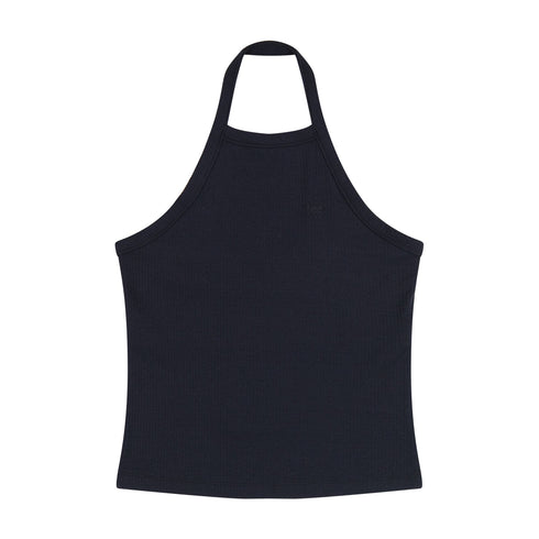 Lee Women's Open Back Halter Tank Top In Unionall Black