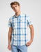 Lee Men's Button Down Short Sleeve Shirt in Stream Ecru Plaid