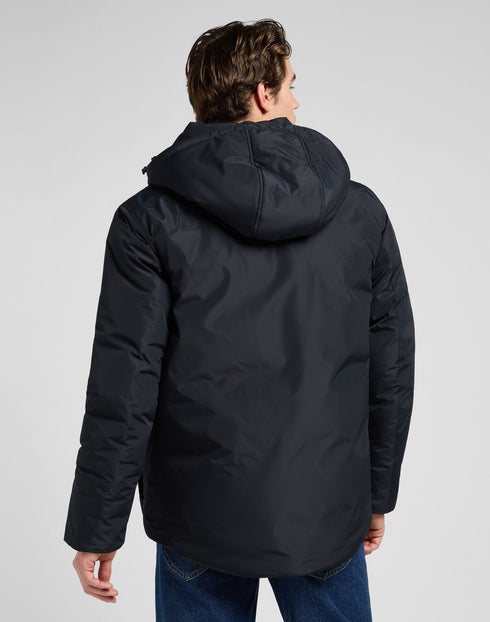 Lee Men's Hooded Short Puffer Jacket In Black