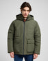 Lee Men's Hooded Short Puffer Jacket In Olive Gray