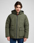 Lee Men's Hooded Short Puffer Jacket In Olive Gray