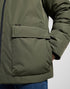 Lee Men's Hooded Short Puffer Jacket In Olive Gray