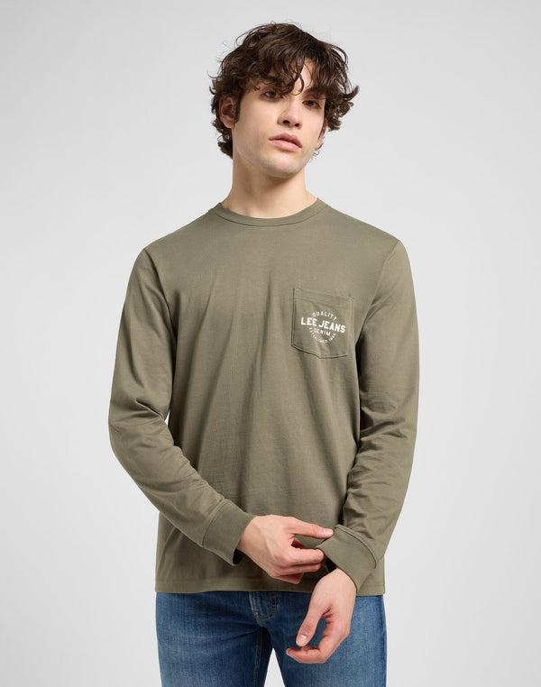 Lee Men's Long Sleeve Logo T-Shirt In Mercantile Green