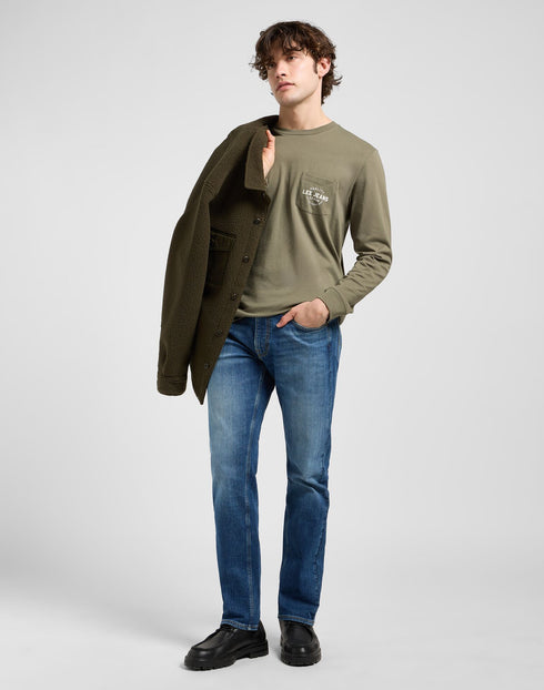 Lee Men's Long Sleeve Logo T-Shirt In Mercantile Green