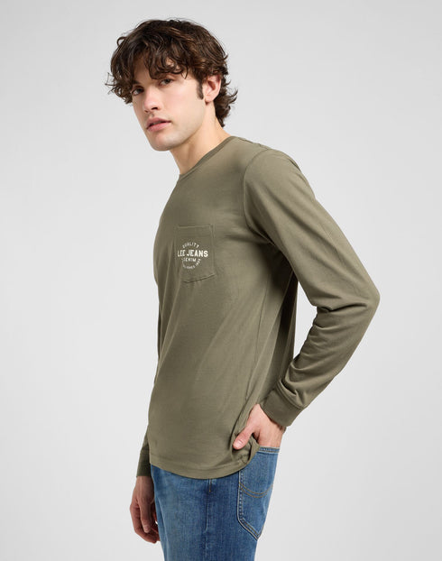 Lee Men's Long Sleeve Logo T-Shirt In Mercantile Green