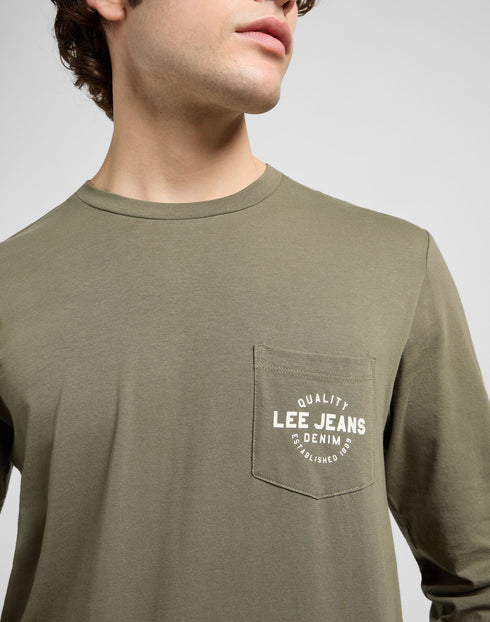 Lee Men's Long Sleeve Logo T-Shirt In Mercantile Green