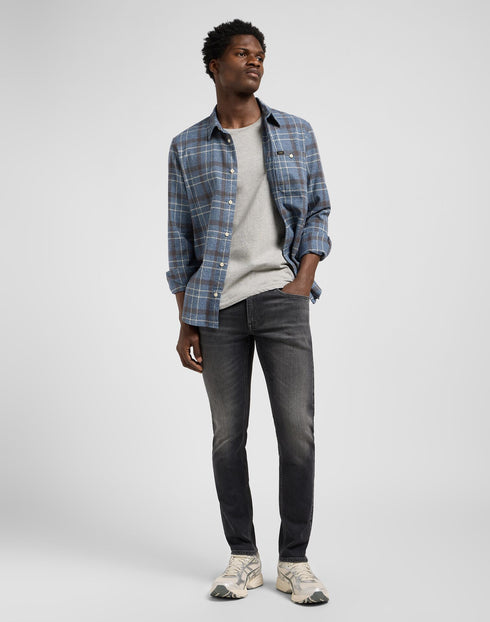 Lee Men's Leesure Shirt In Indigo Static Plaid