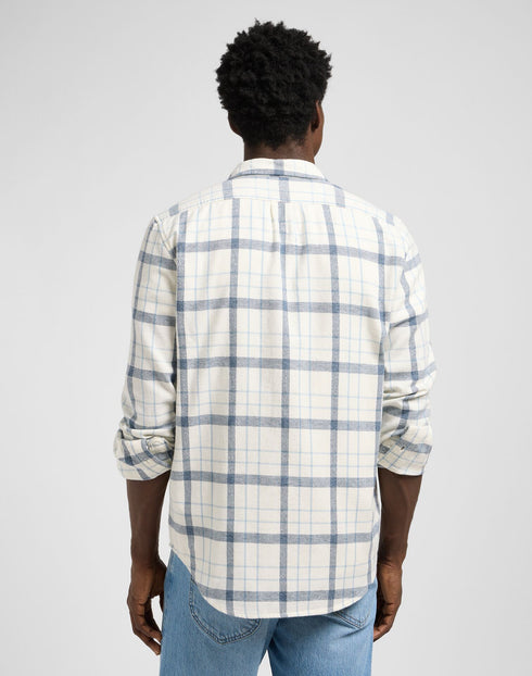 Lee Men's Leesure Shirt in Ecru Indigo Plaid