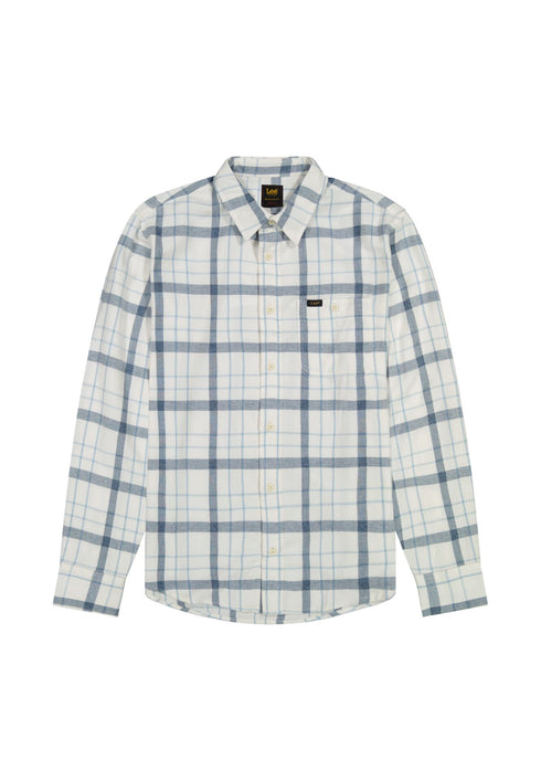 Lee Men's Leesure Shirt in Ecru Indigo Plaid