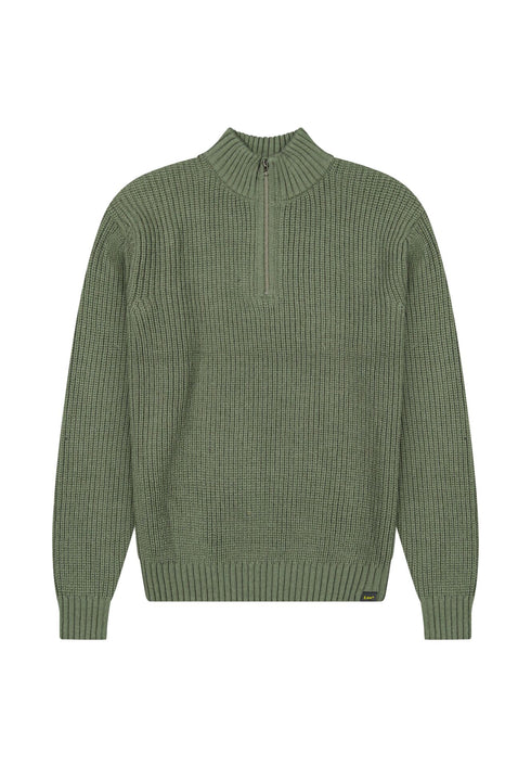 Lee Men's Clean Half Zip Knit Sweatshirt in Olive Gray