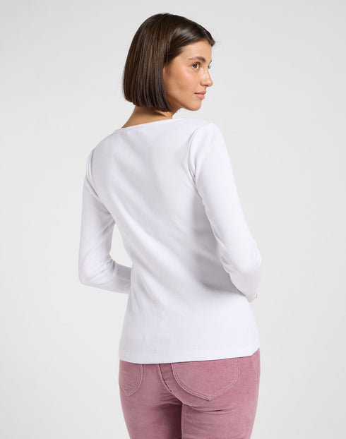 Lee Women's Long Sleeve Square Nech T-Shirt In Bright White