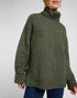 Lee Women's Wide Cuff Turtle Neck Sweater In Olive Gray