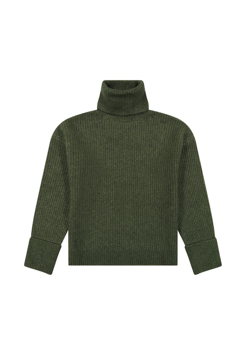 Lee Women's Wide Cuff Turtle Neck Sweater In Olive Gray