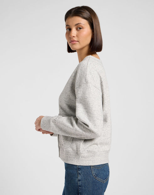Lee Women's Cardigan Sweater In Gray Space Dye
