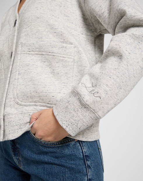 Lee Women's Cardigan Sweater In Gray Space Dye