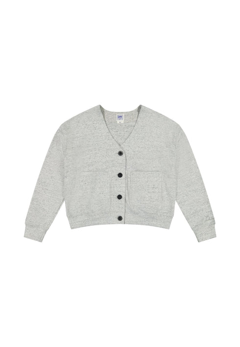 Lee Women's Cardigan Sweater In Gray Space Dye