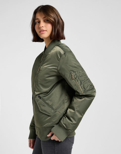 Lee Unisex Bomber Jacket In Oak Moss