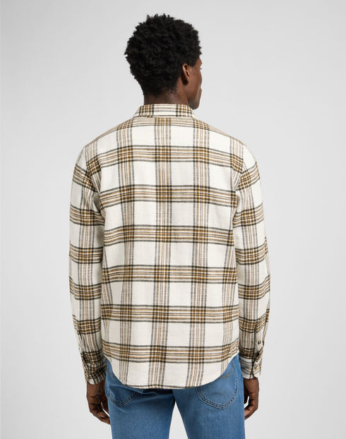 Lee Men's Clean Western Shirt In Ecru Ochre Plaid