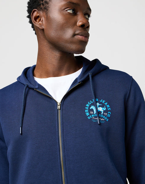 Wrangler Men's Graphic Zip Hoodie In Navy