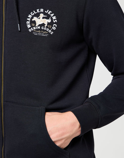 Wrangler Men's Graphic Zip Hoodie In Black