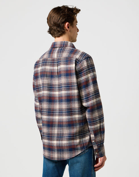 Wrangler Men's Brushed 1 Pocket Shirt In Navy Birch