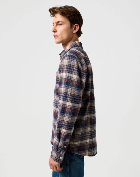 Wrangler Men's Brushed 1 Pocket Shirt In Navy Birch