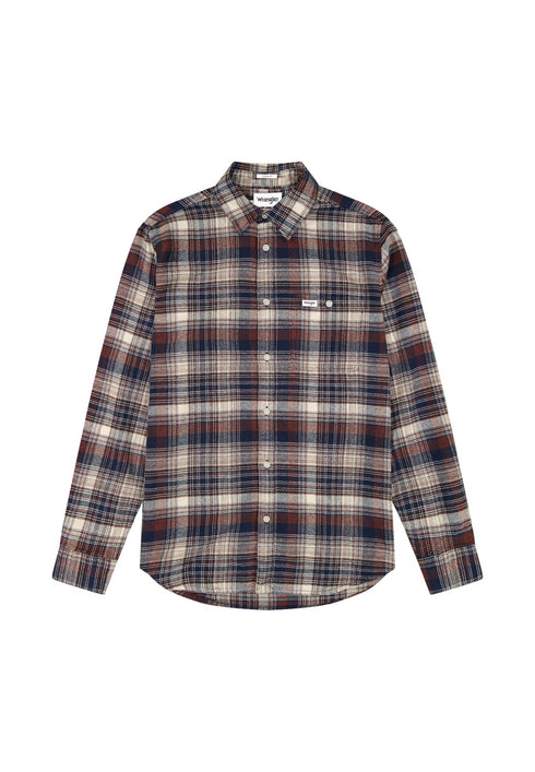 Wrangler Men's Brushed 1 Pocket Shirt In Navy Birch