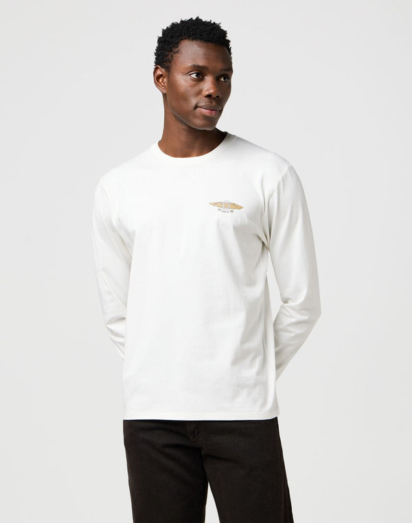 Wrangler Men's Long Sleeve Americana T-Shirt In Worn White