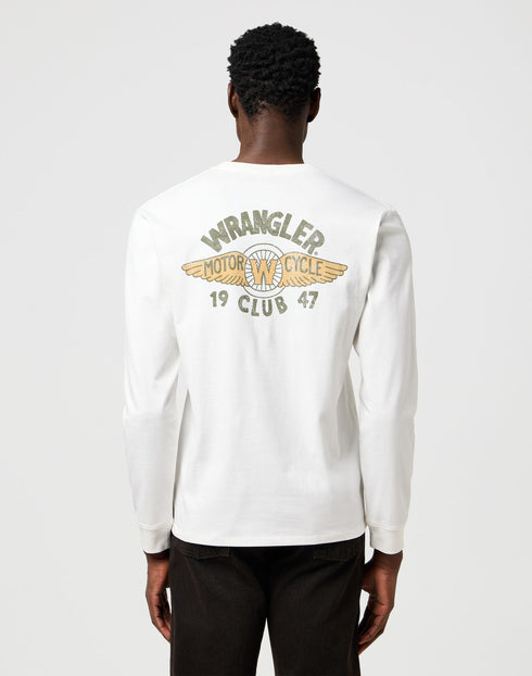 Wrangler Men's Long Sleeve Americana T-Shirt In Worn White