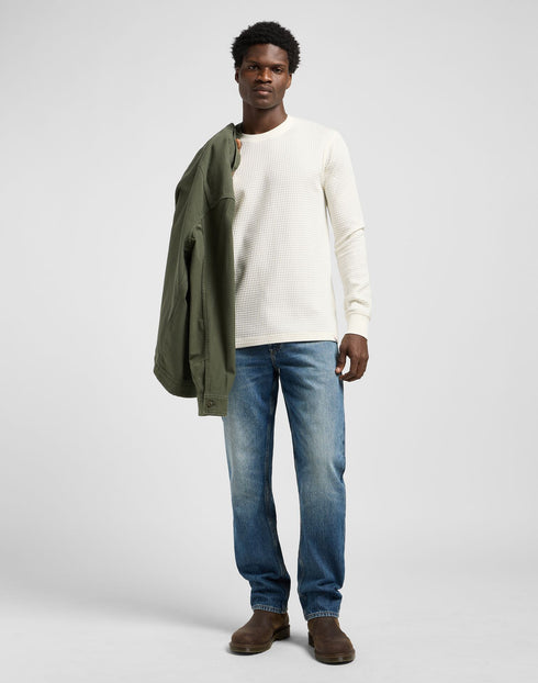 Lee Men's Long Sleeve Waffle T-Shirt In Ecru