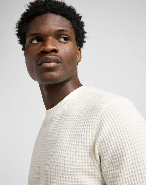 Lee Men's Long Sleeve Waffle T-Shirt In Ecru