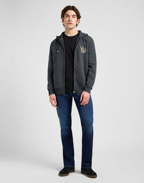 Lee Men's Elevated Essential Zip Hoodie In Washed Black
