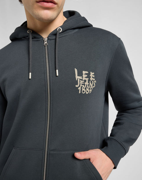 Lee Men's Elevated Essential Zip Hoodie In Washed Black
