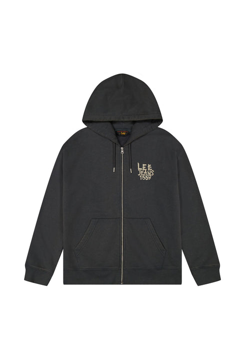 Lee Men's Elevated Essential Zip Hoodie In Washed Black