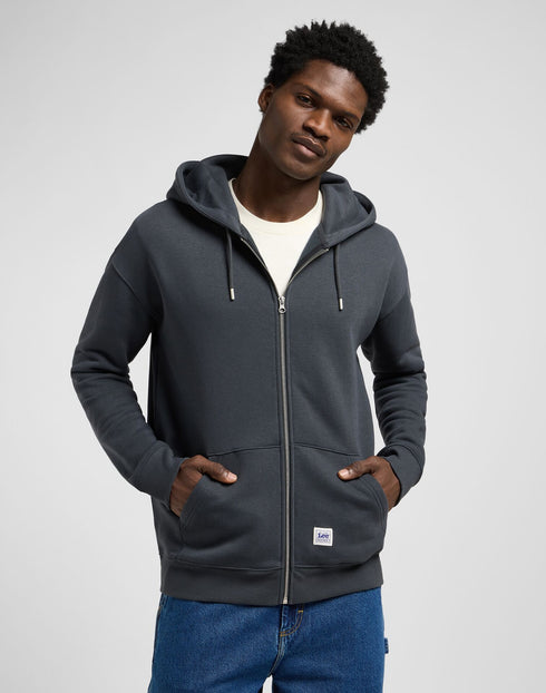 Lee Men's Work Wear Full Zip Hoodie In Washed Black