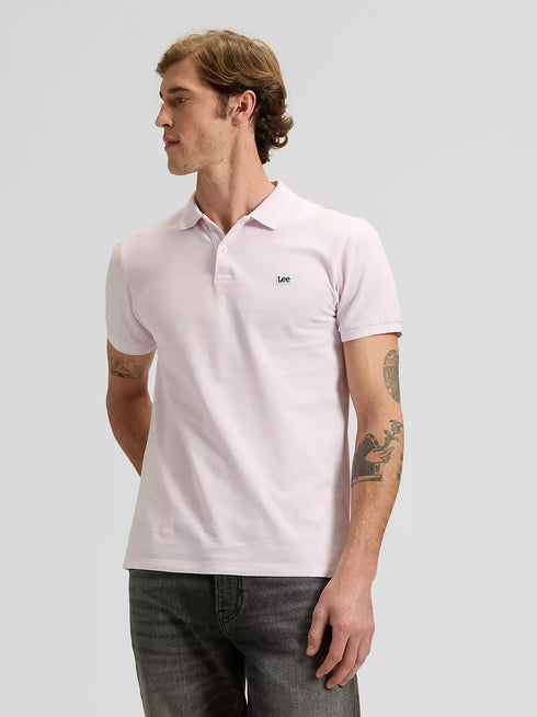 Lee Men's Pique Polo T-Shirt In Light Icy Pink
