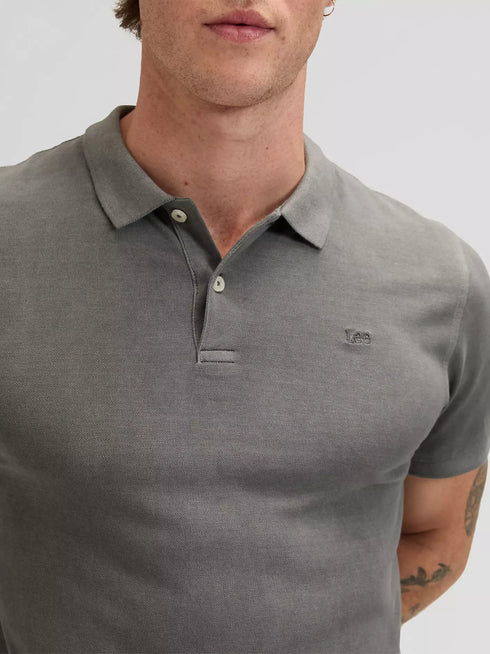 Lee Men's Garment Dye Polo In Static Gray