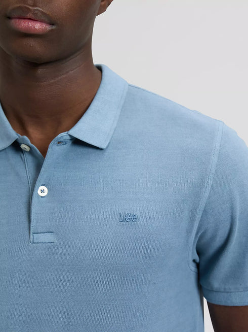 Lee Men's Garment Dye Polo In Dustier Blue