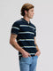 Lee Men's Pique Polo T-Shirt In Lime Ice Navy Stripe