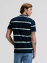 Lee Men's Pique Polo T-Shirt In Lime Ice Navy Stripe