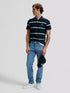 Lee Men's Pique Polo T-Shirt In Lime Ice Navy Stripe