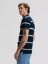 Lee Men's Pique Polo T-Shirt In Lime Ice Navy Stripe