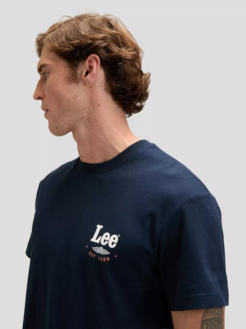 LEE STAMP LEE TEE RIVET NAVY