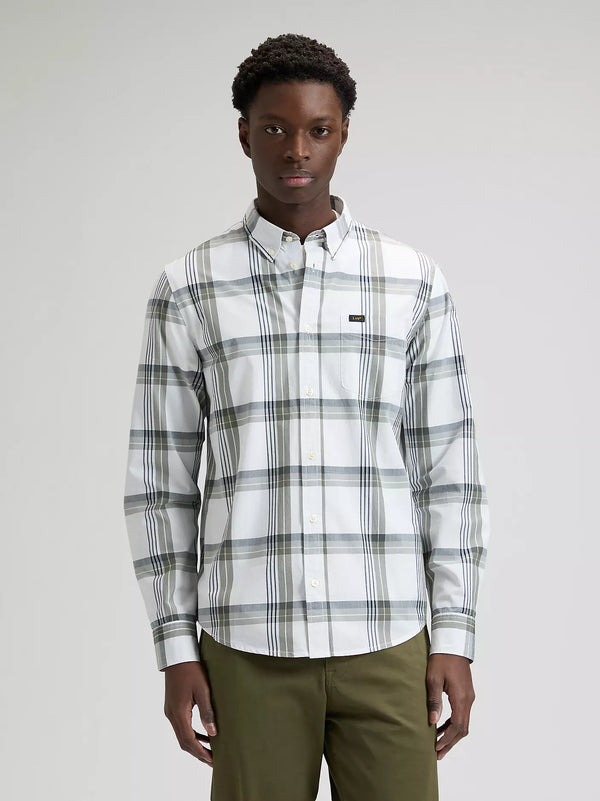 Lee Men's Button Down Shirt In Lichen Navy Plaid