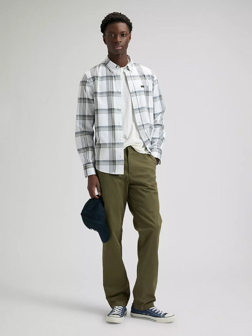 Lee Men's Button Down Shirt In Lichen Navy Plaid